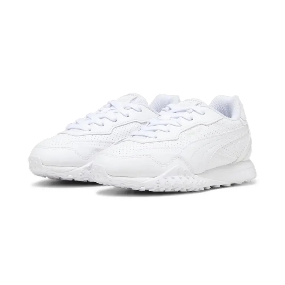 PUMA BLACKTOP RIDER LEATHER (LITTLE KID) PUMA WHITE/GLACIAL GRAY 2 LITTLE KID M